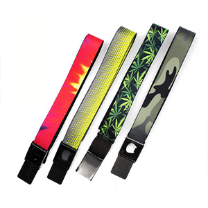 Cinturón de tela de poliéster de color mixto con logotipo personalizado M648934YO, cinturón elástico tejido para hombre. - Product Image 4