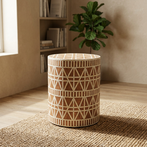 100% Unique Floral Design Camel Bone Inlay <b>Stool</b> Removable Cover Modern Japanese Style Entry Living Room School Apartment - Product Image 1