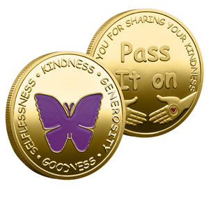 Set di IT Monete Commemorative Placcate in Metallo Dorato con Motivi di Farfalla, Fiore, Trifoglio, Colomba, Arcobaleno e Gratitudine - Product Image 2