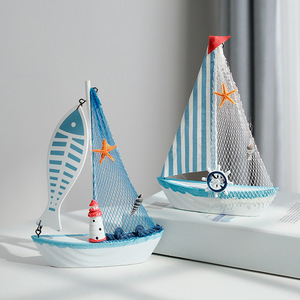 Modelo de Velero Mediterráneo, Adorno de Madera, Decoración Artesanal para Sala de Estar, Juego de Varias Piezas - Product Image 2