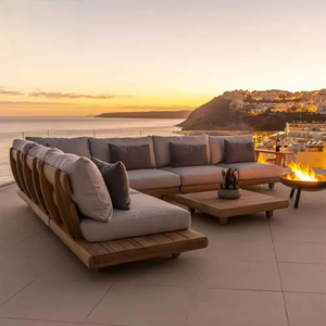 Canapé d'extérieur modulaire de luxe en teck imperméable pour salon, balcon, jardin, terrasse et hôtel - Product Image 3