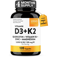Gummies MK 120 capsules D3+K2 : Soutient l'énergie et l'immunité, végétalien, sans gluten, sans OGM, provenant du fabricant d'origine (OEM)