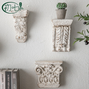 Juego de estantes de pared retro europeos, decoración de pared blanca envejecida para la sala de estar, decoración del hogar - Product Image 2