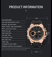 Jam Tangan SANDA Analog Digital Dual Display Multifungsi Alarm Tahan Air 50M Quartz Sport Pria Pelajar ABS
