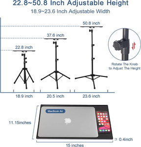 <span class=keywords><strong>Support</strong></span> pour ordinateur portable réglable en hauteur 160 cm, trépied polyvalent pour ordinateur portable, projecteur, haut-parleur avec sac de transport - Product Image 4