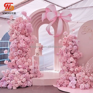 Decoración para Eventos SMOOTH, Flores Artificiales, Camino de Rosas Rosadas con Arco de PVC Blanco para Bodas, Eventos y Baby Show - Product Image 2