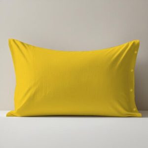 Pillowcase 100% Cotton Yellow Italian Size 50x80cm - Product Image 1