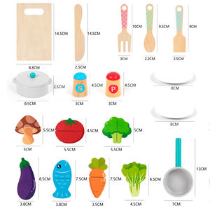 Cuisine miniature pliable en bois robuste, sans BPA, non toxique, avec accessoires de cuisine pour jeux d'imitation - Product Image 6