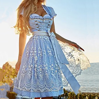 Ecowalson Damen Übergrößen Deutsches Dirndl Kleid Kostüme für Traditionelles Bayerisches Oktoberfest Karneval Halloween