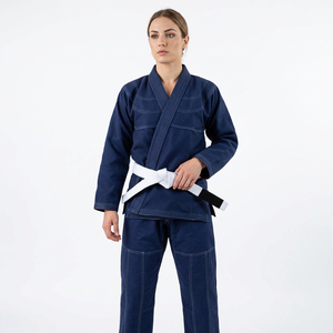 Conjunto de Kimono de BJJ Azul Marino para Hombre, 350GSM, Algodón Teñido Liso Resistente, Gi de Jiu-Jitsu con Cinturón Blanco, Fusión sin Costuras para Artes Marciales - Product Image 1