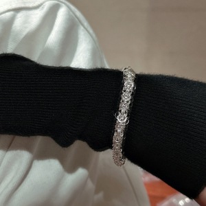 กำไลข้อมือเงินแท้ย้อนยุคสไตล์ S925ทอหนักทำด้วยมือแบบเรียบง่ายเครื่องประดับแฟชั่นที่มีการออกแบบเฉพาะในเวอร์ชันเกาหลี - Product Image 3