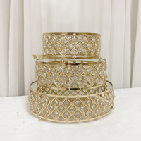 Décoration de table de dessert de mariage, support rond pour gâteau de dessert, support créatif en fer doré et en verre pour gâteau de mariage