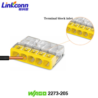 Connecteur PUSH WIRE Conducteur Bornier à 5 broches Connexion rapide 450V 24A Wagos 2273-205 Convient aux fils monobrin 2.5mm