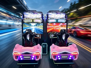 Stainless Steel Coin Operated 2 Player Linkable Dynamic Racing Arcade <b>Machine</b> Speed Drift Driving for <b>Amusement</b> - Product Image 1