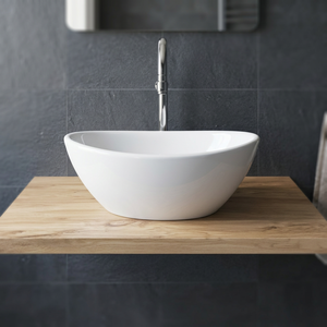 Évier de cuisine et de salle de bain en céramique de grande taille, surface solide de forme ronde, blanc pur, pour villa - Product Image 1