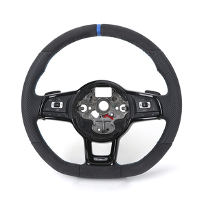 Volant en cuir Alcantara semi-perforé R Line pour VW Volkswagen <span class=keywords><strong>Golf</strong></span> 5 6 7 R MK5 MK6 MK7 Jetta Polo Passat CC B6 B7 - Product Image 2