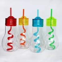Gobelets transparents en PET pour fête à lumière RVB de 500ml avec couvercle en paille pour boire, tasse promotionnelle de 16oz pour mariages, noël, fête à la maison