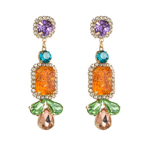 Pendientes al por mayor a granel Huggie Ear Square Earring CZ Bohemian Gemstones Pendientes para mujeres - Product Image 5