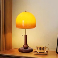 Lampe de table en bois massif de style médiéval avec interrupteur à fermeture éclair et éclairage d'ambiance à intensité variable pour la décoration de la chambre et du bureau