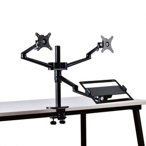 Dual Monitor Holder Aluminum Desktop Stand for 17-32 Inch Monitors 12-17 Inch Laptop Full Motion Triple Monitor 90 Degrees New - Product Image 1