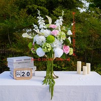 Boule de fleurs artificielles personnalisée de 35 cm, mini, blanche et verte, rose, hortensia, calla, pour centre de table de mariage