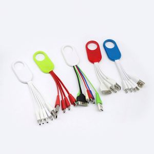 Custom Advertising Logo Fast Charging Cord Nylon Braided Led 4 in 1 Multi Charger <b>Cable</b> <b>USB</b> Portable Keychain Charger <b>Cable</b> - Product Image 1