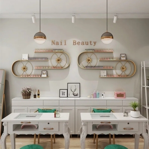 Decorative U-shaped <b>Wall</b>-mounted Nail Oil <b>Cabinet</b> Iron <b>Display</b> <b>Wall</b> Shelf Beauty Nail Shop - Product Image 6