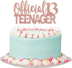 Topper torta adolescente <span class=keywords><strong>13</strong></span> ° ufficiale Glitter oro rosa - Product Image 1