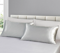 Vente en gros de taie d'oreiller en satin de soie avec logo personnalisé, taie d'oreiller de couleur unie grise pour dormir, style moderne pour la maison