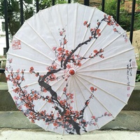 Parapluie de mariage, papier à l'huile blanche, parapluie de danse en bambou, Art déco, Parasol artisanal, Parasol en tissu chinois