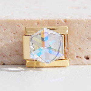 Bracelet à breloques italiennes en acier inoxydable plaqué PVD 18 carats, avec breloques italiennes en diamant colorées et résistantes à la chute - Product Image 4