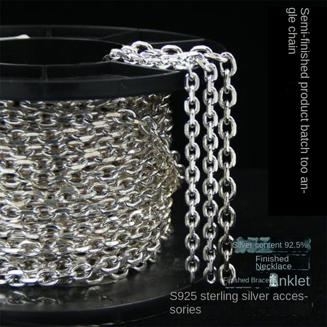 Fashion 925 Silver Jewelry Chains Semi Finished 925 Sterling Silver Cable Rolo Chain Wholesale Trendy Jewelry 2024