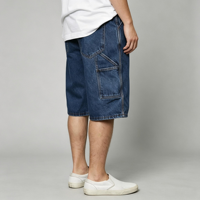 Shorts cargo pour hommes, multi-poches, coupe ample, en coton délavé, style charpentier, en denim, vente en gros