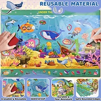 Grands livres de recherche et de découverte réutilisables pour enfants avec 4 marqueurs effaçables à sec et autocollants, livre d'images cachées