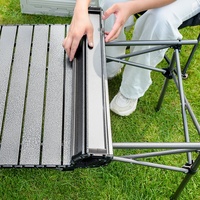 Ensemble table et chaises de camping style forêt, structure en acier inoxydable, tissu Oxford, mobilier d'extérieur pliable pour camping, pêche, art