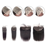 Letsfly 100% Cheveux Humains Vierges Fermeture en Dentelle Frontale 4x4 13x4 Style Lisse Ondulation Naturelle Promotion à 5 $/Pièce des Fournisseurs de Cheveux