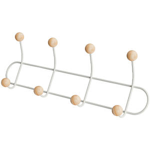 Porte-manteau mural double rangée en bois Chef Jun, sans perçage, pour chambre et salon - Product Image 3