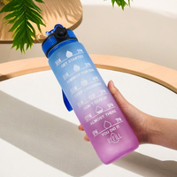 Meilleure vente de bouteille d'eau de sport écologique gobelets en plastique sans BPA avec marqueur de temps pour la gymnastique