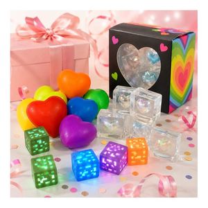 OEM Glow in Dark Maltose Heart Cube Stress Ball Soft Squeeze <b>Toy</b> Slow Rebound Sensory Fidget <b>Desk</b> Gift Distributor - Product Image 3