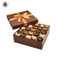Boîte cadeau en carton brun rigide faite à la main pour chocolats, avec ruban, couvercle et base, boîte cadeau en 2 parties pour bonbons, avec séparateur en papier, pour sucre et sushi