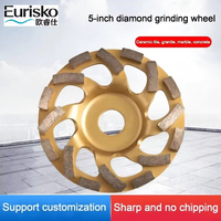 Meule diamantée pour meuleuse 5 pouces |   Disque de meuleuse d'angle de 125 mm pour le ponçage des sols en béton, le nivellement des surfaces en granit et le polissage de la pierre