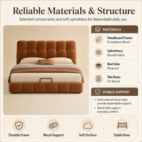Base de Cama Doble de Chenilla Marrón con Cabecera Acolchada para Dormitorios Modernos