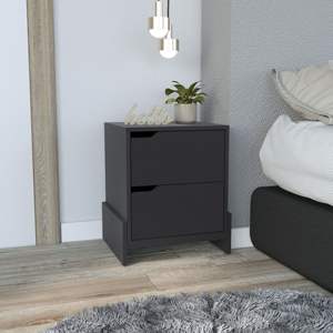 DB Brookland Nightstand with Double Drawers Modern Luxury Bedside <b>Table</b> <b>Foldable</b> Sturdy Base Black Wengue Finish for Apartments - Product Image 6