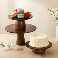 Vintage Akazienholz Kuchenständer Haushalt Wohnzimmer Gebäckteller Dessert-Tisch Präsentationsständer Obstschale