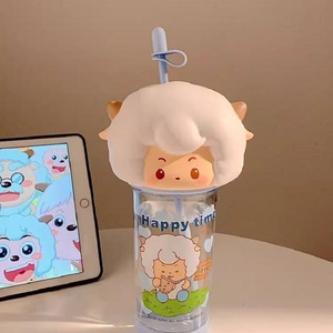 Bouteille d'eau Zuo Mu Cute Cat en Tritan sans BPA avec paille pour le camping et l'usage quotidien - Product Image 4