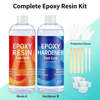 Kit de Résine Époxy Transparente à Durcissement Rapide, Rapport 1:1, Résine Liquide Cristalline pour Bricolage Domestique, Fabrication de Bijoux, Artisanat Artistique