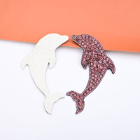 Nouveau produit : Patch à coudre en tissu avec strass et perles, motif dauphin 3D, pour la décoration de chaussures à talons hauts, jeans, poches et chapeaux