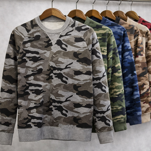 Sudadera de Camuflaje para Hombre, Cuello Redondo, Mezcla de Algodón, Estilo Casual Urbano, Manga Larga, Logotipo Personalizado OEM - Product Image 1