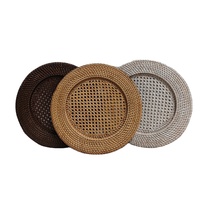 Fournisseur d'usine Nature rotin Table caboteur désherbage plat tapis rond tissé napperon plaque chargeurs pour la décoration