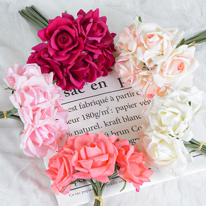 Bouquet de roses artificielles Flower Delight, 5 têtes, fleurs en soie pour mariage, décoration de la maison, accessoires de photographie - Product Image 4